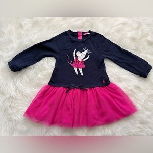Navy and Pink Long Sleeve Dress with Bunny Design